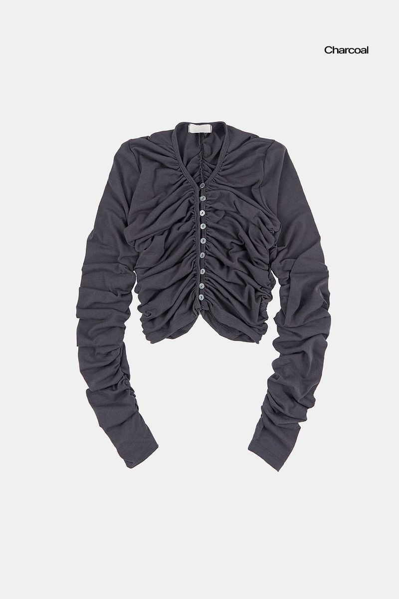 Clover shirring crop cardigan