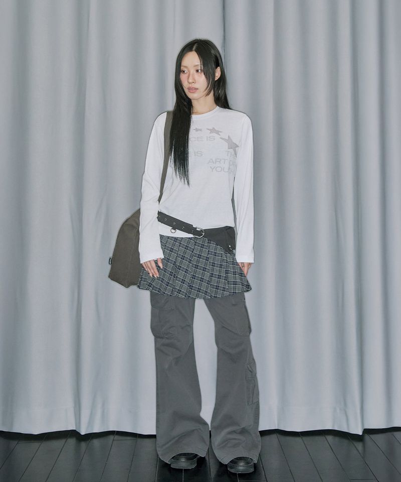 Star Applique Waffle Long Sleeve - OFF WHITE