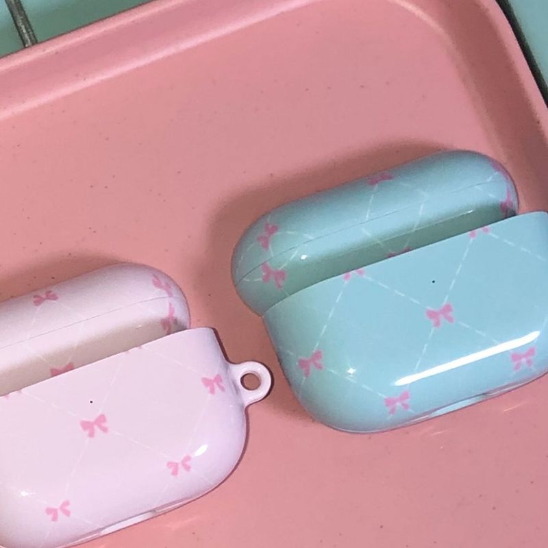 vintage ribbon airpods case (blue)