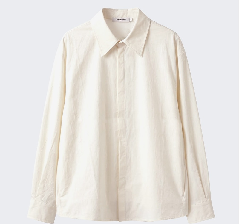 Overfit Stretch Crop Shirt Ivory