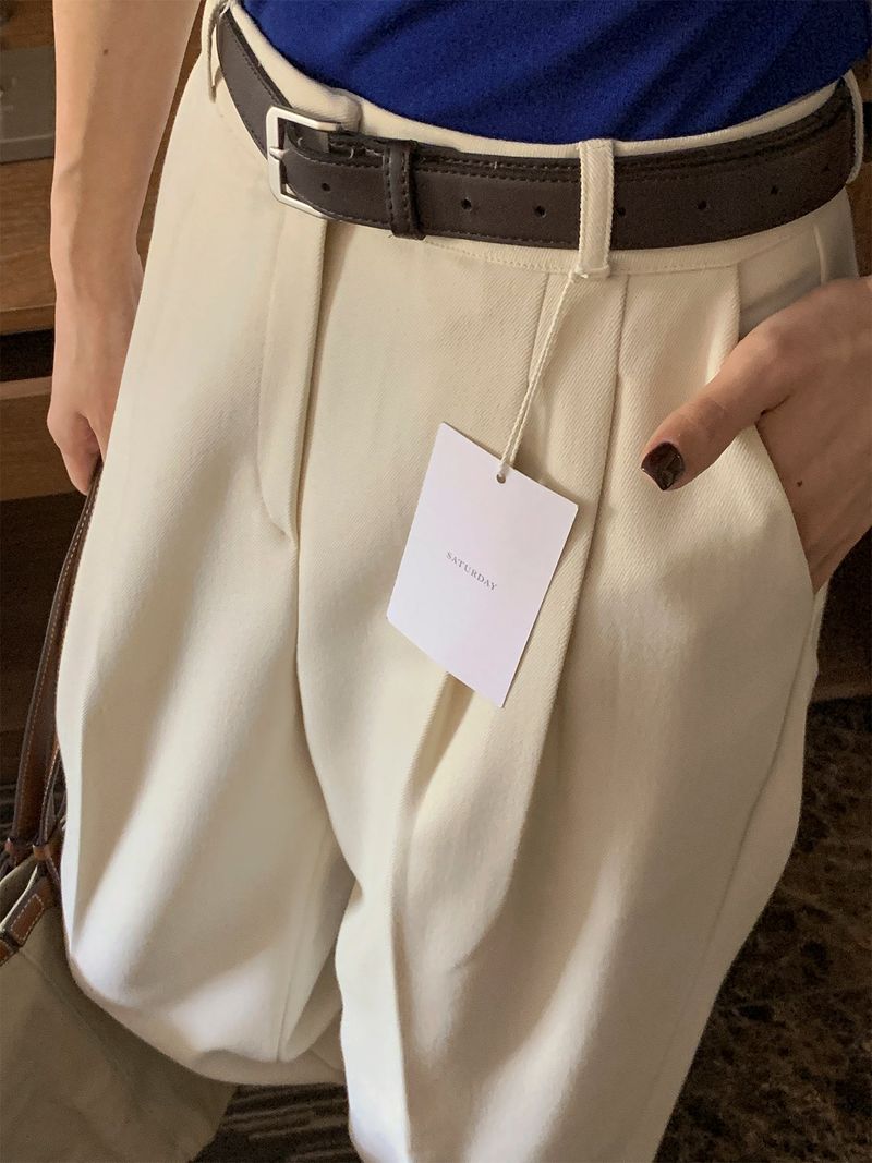 luch wool pintuck wide slacks