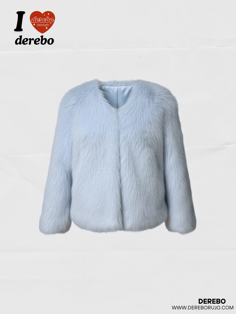 Sky Cloud No Collar Fur Jacket