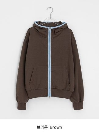 レルメブハイネックカラーフードジップアップ