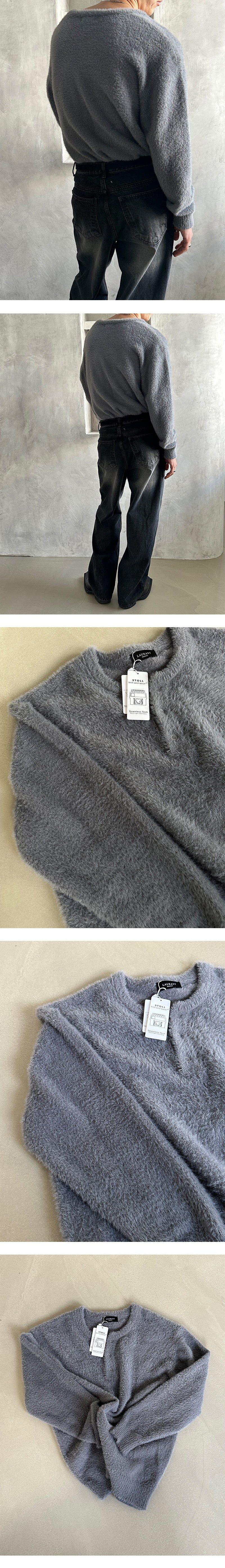  [PREMIUM][MADE] Angora hair henry neck knit(3color)