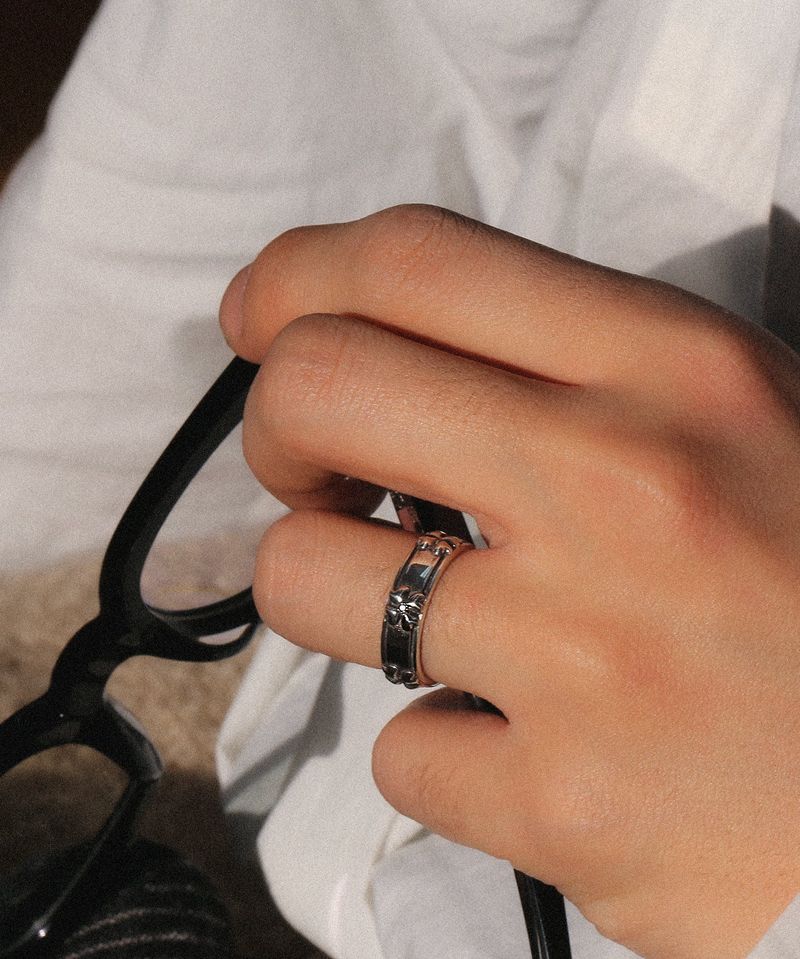 Clover rail ring BK (925 silver)