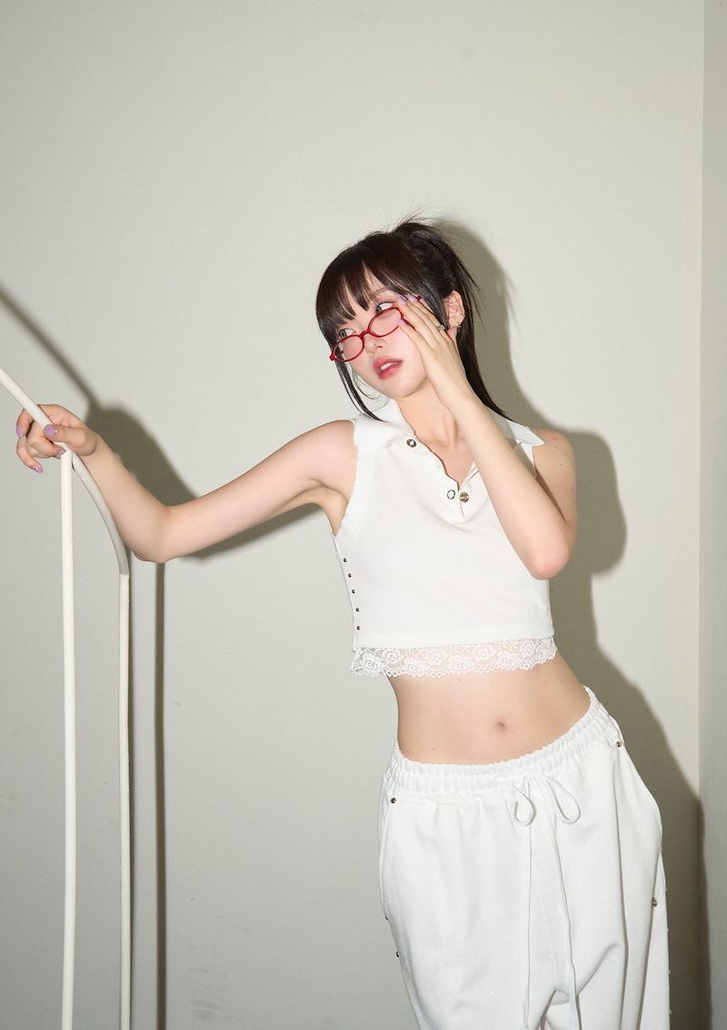 (3rd reorder) stud lace pk top - white