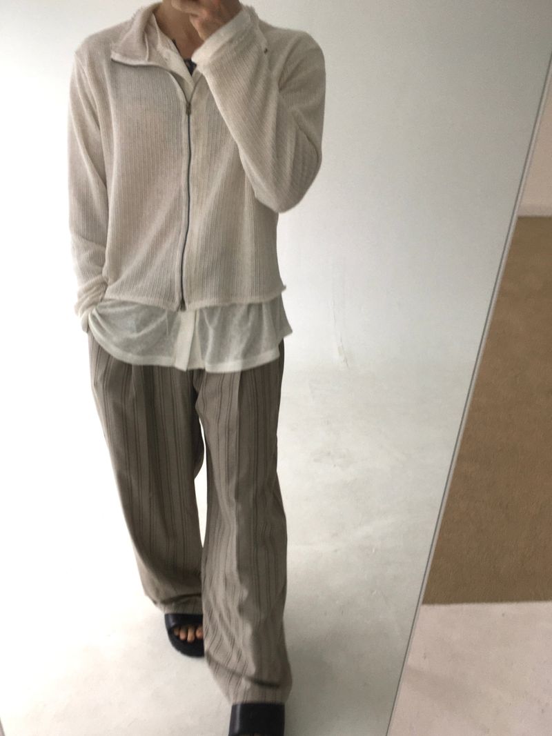 stripe banding rayon slacks(2colors)