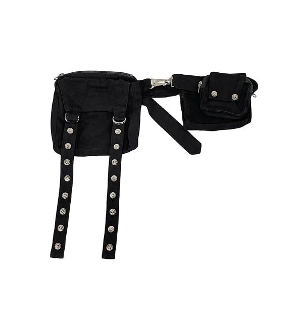 Button Strap Multi Pocket Belt Bag