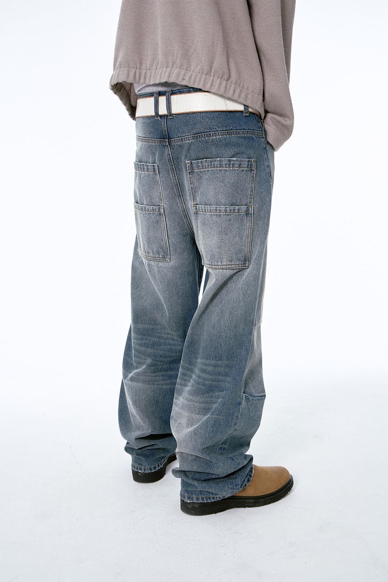 (BASE) TUCK DENIM PANTS (BLUE)