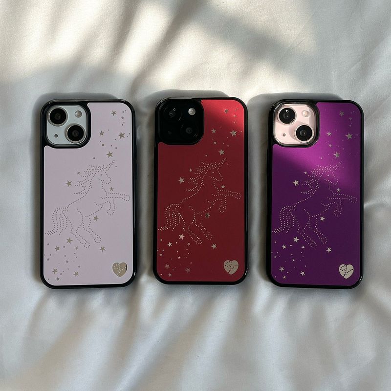 [MADE][Mirror Bumper Case] Starlit Unicorn ⋆ Red