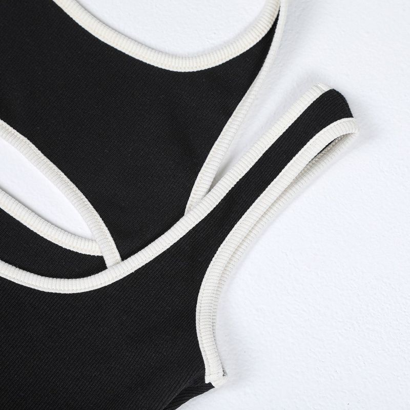 Layered jersey sleeveless (BLACK)