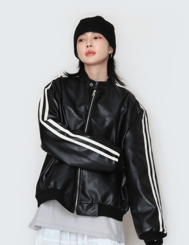 nutellike（ヌテールライク）の「Biker Track Leather Jacket（Jackets/Outerwear）」