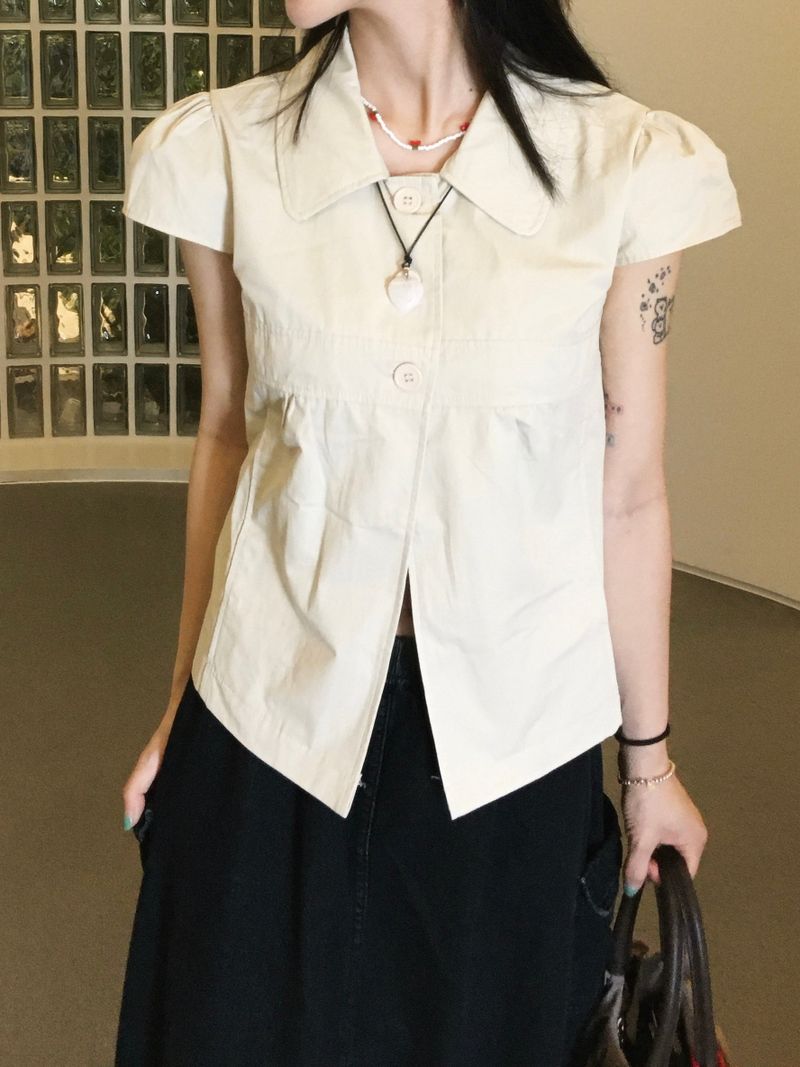 Eddie Collar Short Sleeve Blouse (2c)