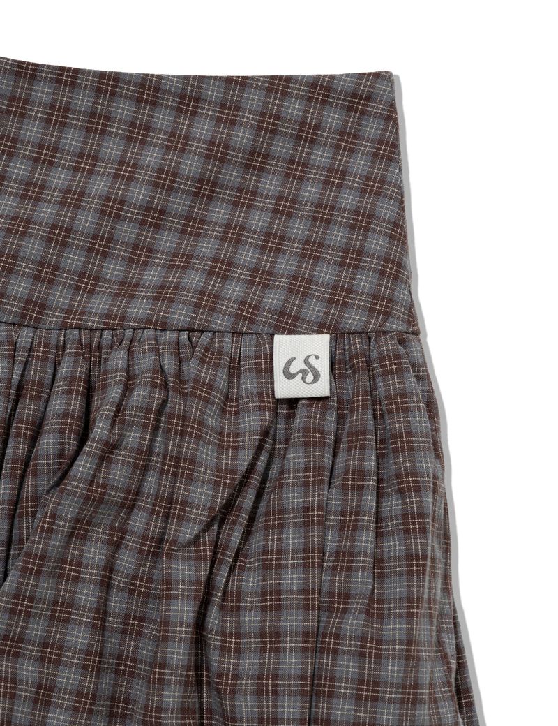 CHECKERED PUMPKIN SKIRT PANTS(BROWN)