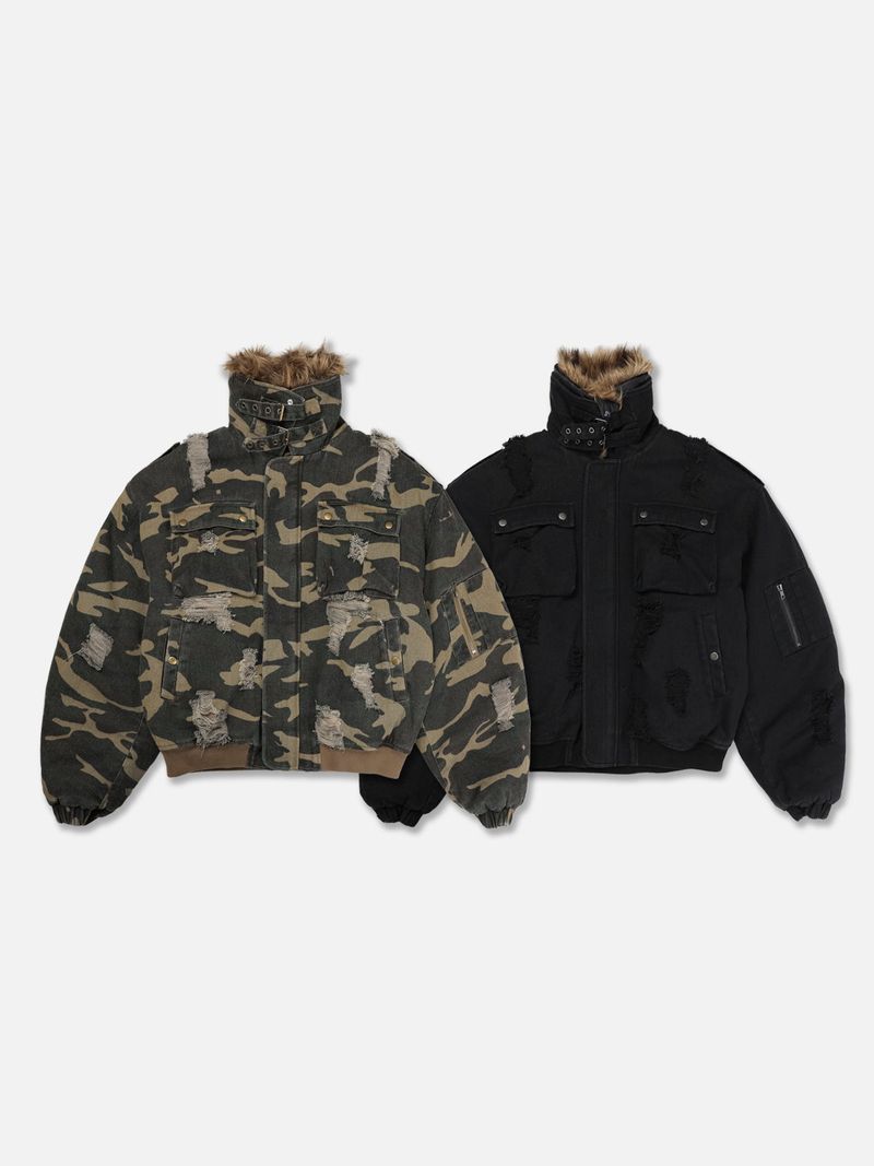 RACCOON PUFFER JACKET-CAMO