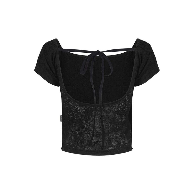 SPUARE NECK  BACKLESS RAGLAN TOP_Black