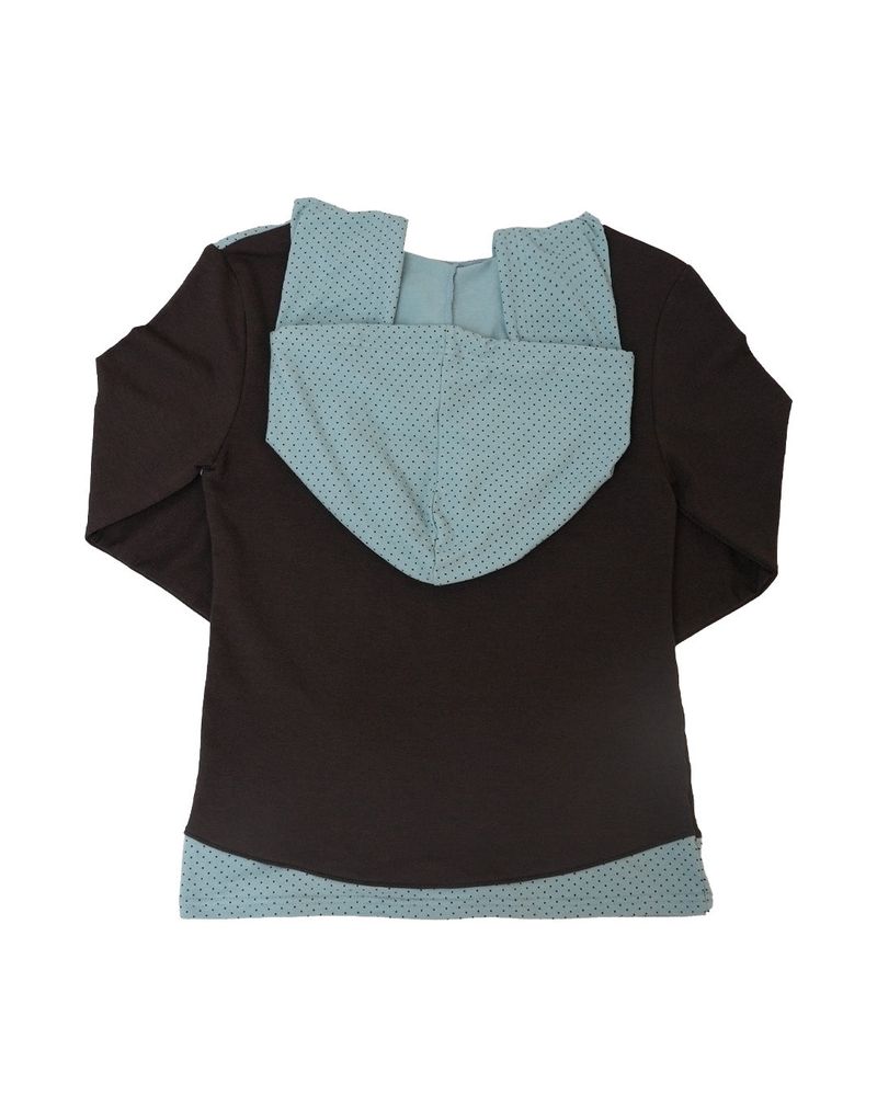 dot wrap layered hoodie / brown