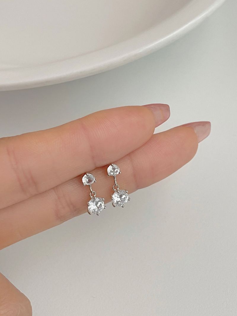 [silver 925] mini cubic earrings and necklace set