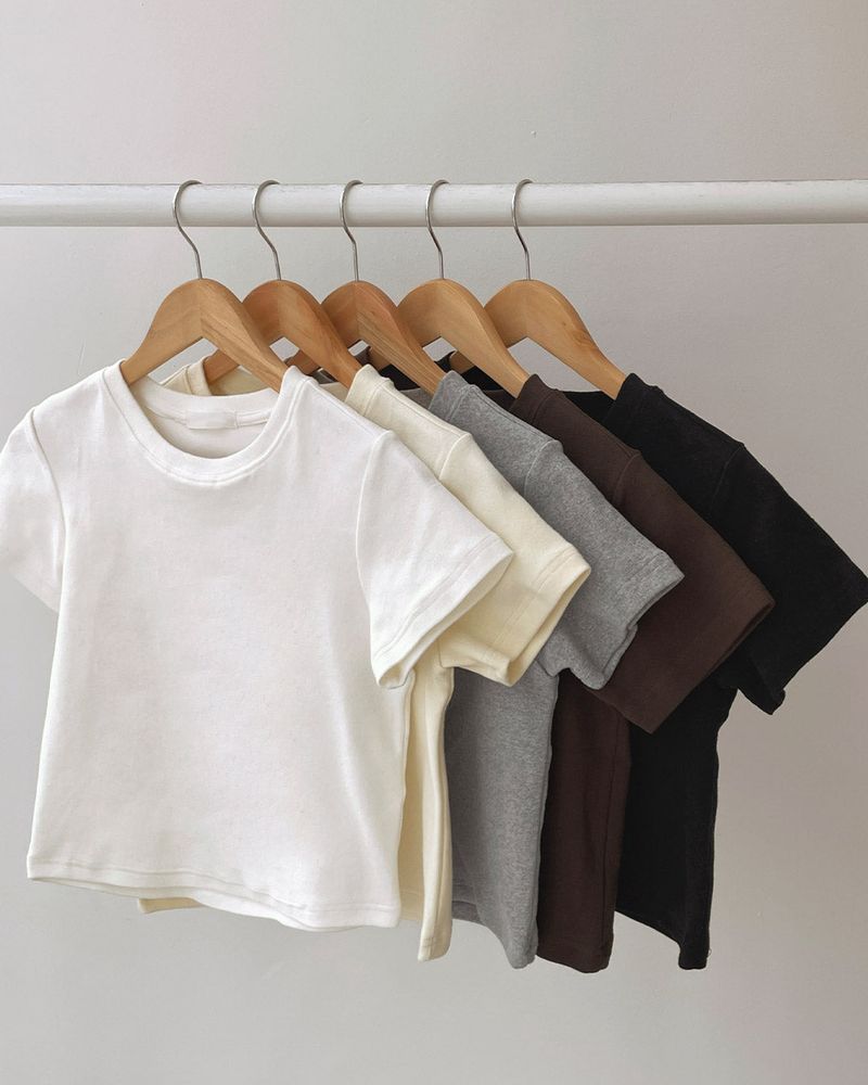 Fleece Crop Short Sleeve T-Shirt