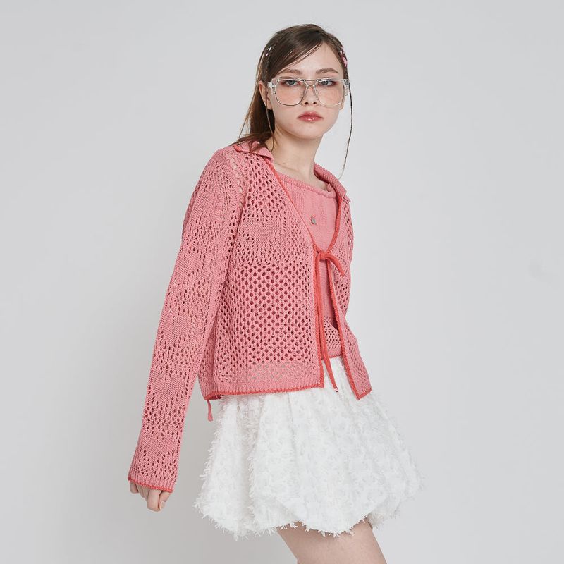 LOVE COLLAR KNIT CARDIGAN_PINK