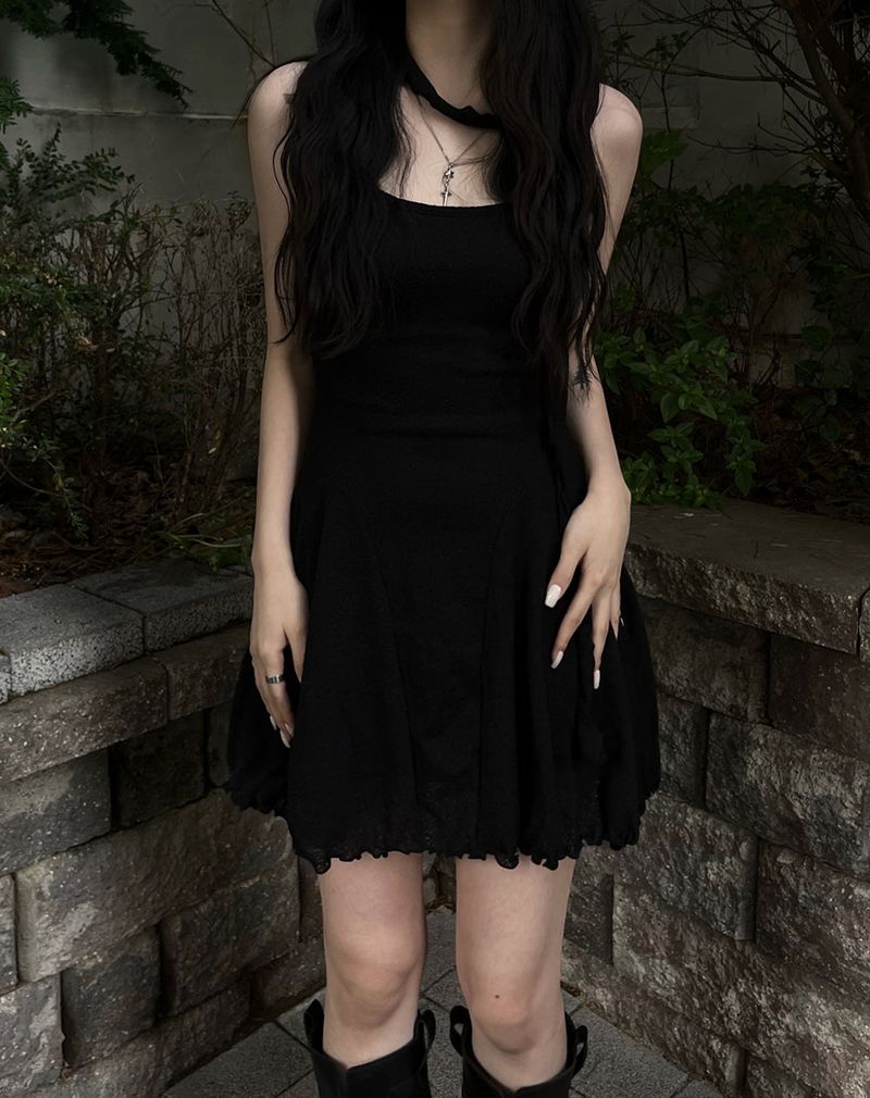flared scarf mini dress (2color)