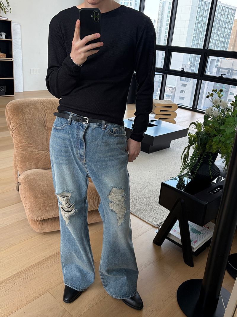 LAURANT（ロラン）の「Slim fit waffle crop t-shirts(3color)（Tops）」