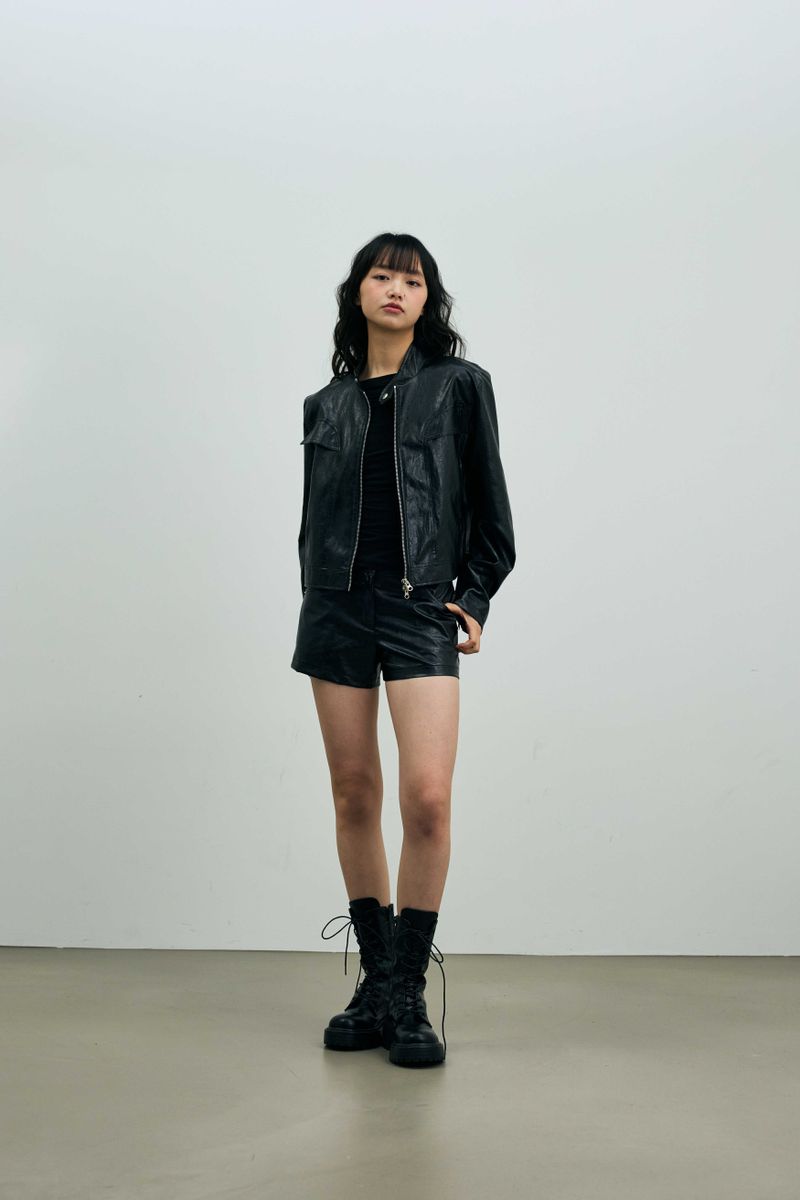 CLARI FAUX LEATHER JACKET / BLACK