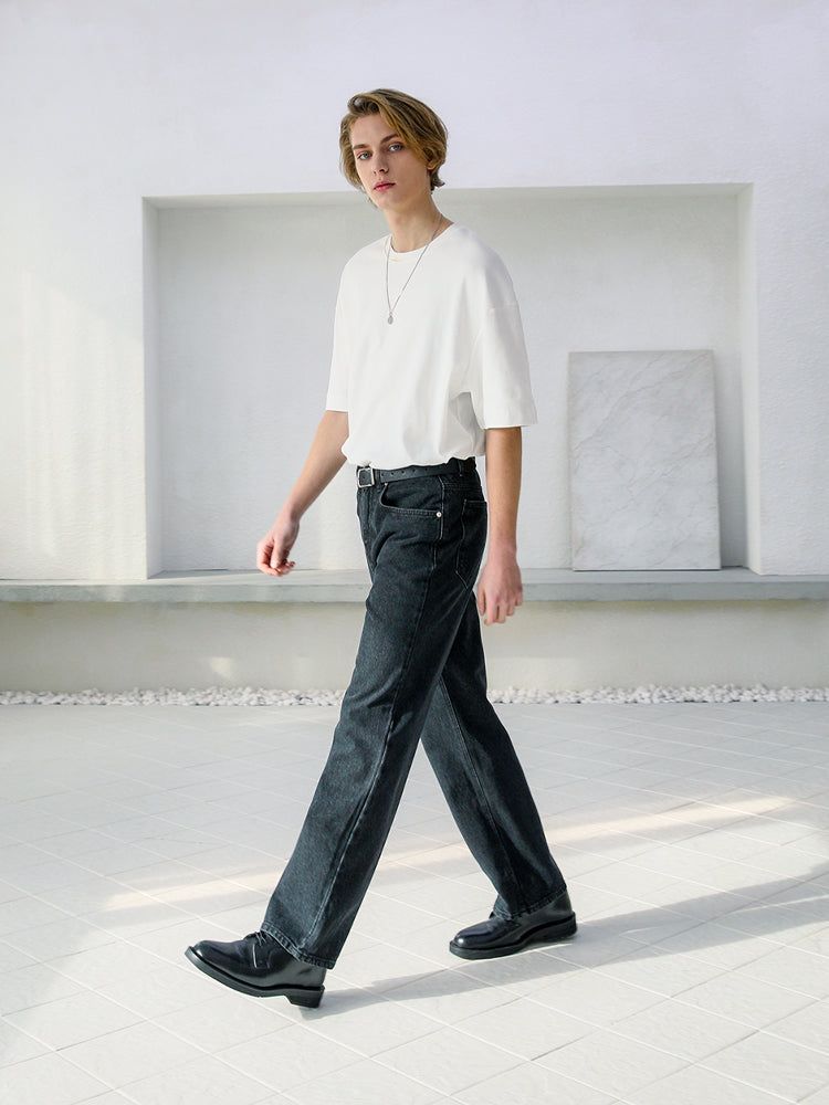 M160 WIDE DENIM PANTS_BLACK