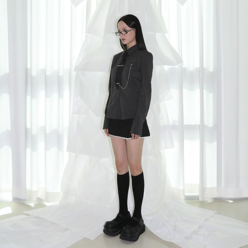 Lace Skirt with Shorts - BLACK