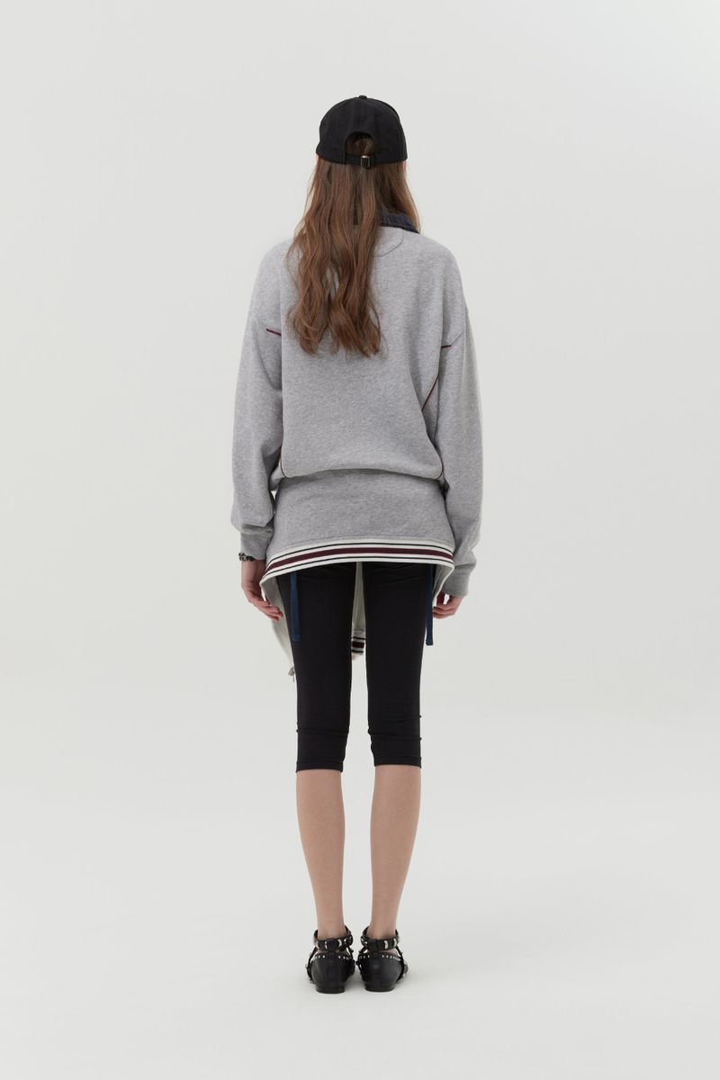 OPEN COLLAR SWEATSHIRT [MELANGE GRAY]