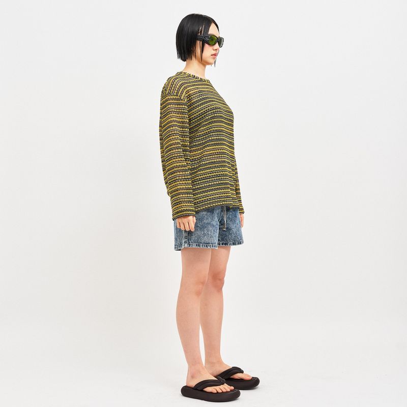 SEE-THROUGH CRAFT KNIT PULLOVER YELLOW