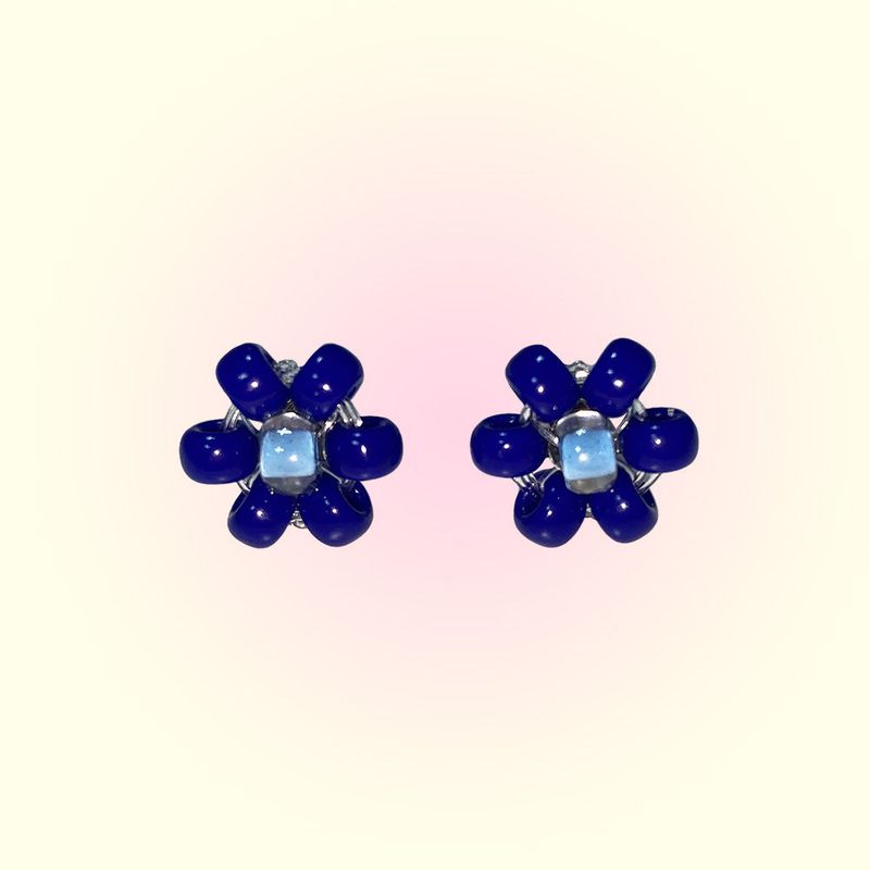 [MADE]Fairy Blue Flower Beads Earing