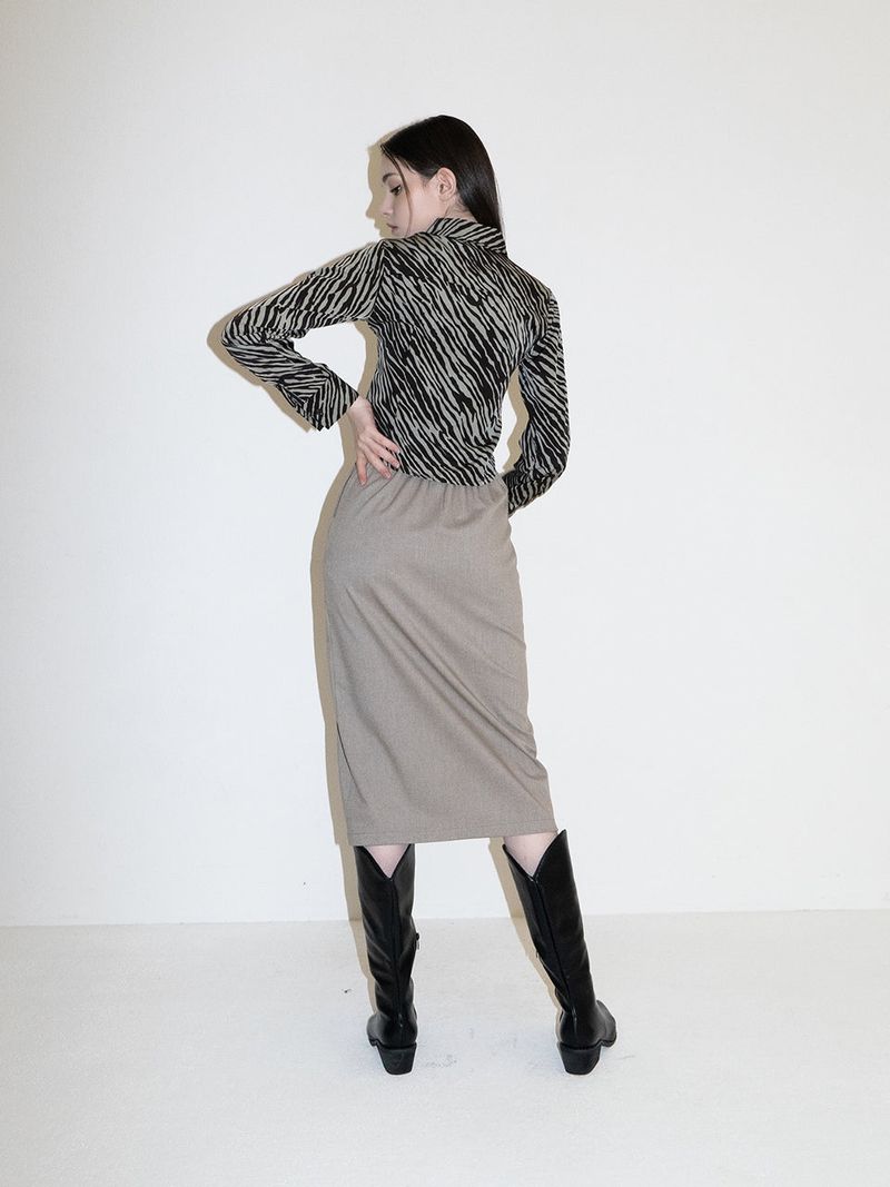 Zebra Silky Shirts (KHAKI)