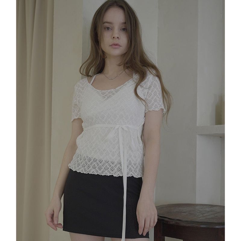 LACE RIBBON TOP-WHITE