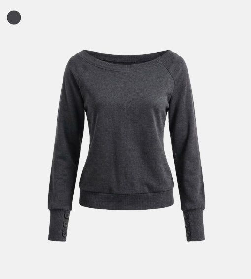 Soft button sleeve sweatshirt