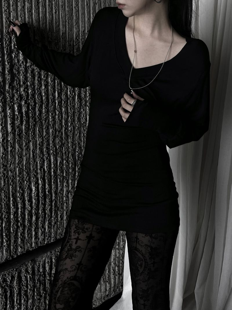glam slim V-neck warmer T (3color)