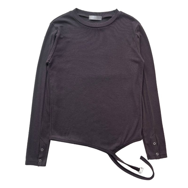 Eyelet buckle bottom hem strap long sleeve tee (3 colors)