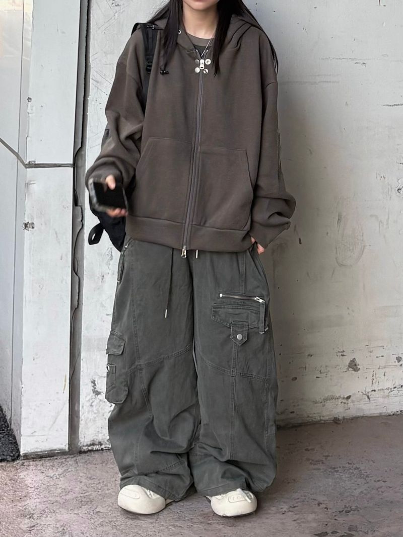 cation zipper wide pants