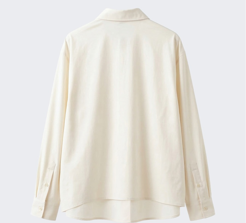 Overfit Stretch Crop Shirt Ivory