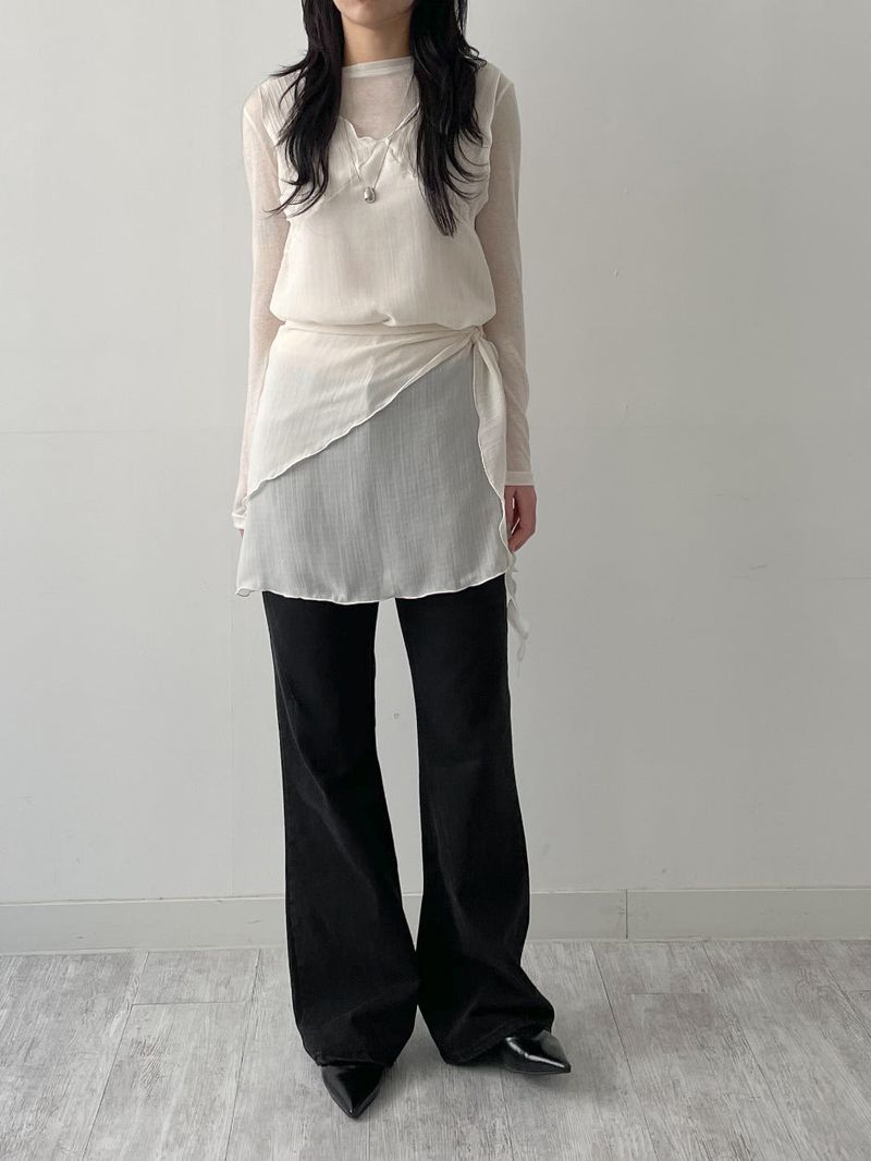 [Scarf SET] Bambi Layered See-through Mini One Piece