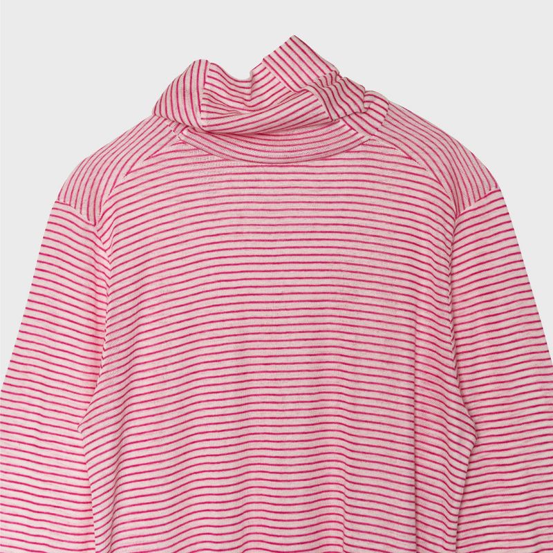 ALARM STRIPE TURTLNECK PINK_WOMAN