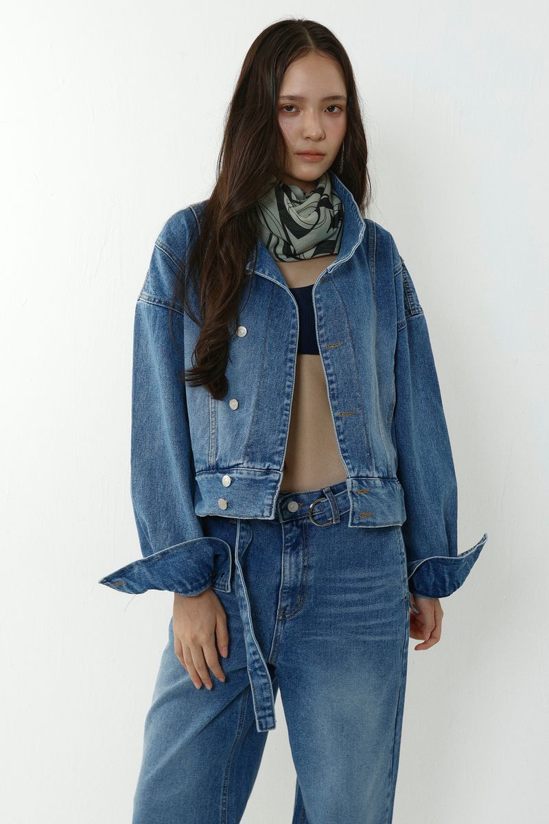 OBLIQUE DENIM JACKET_BLUE