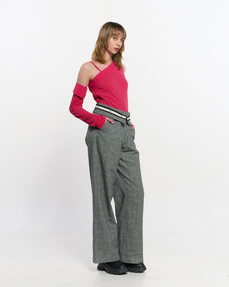 Fold Over Wide Slacks _ GREY