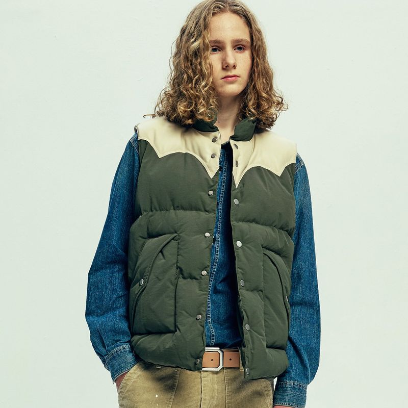 70s wyo padded ski vest olive khaki