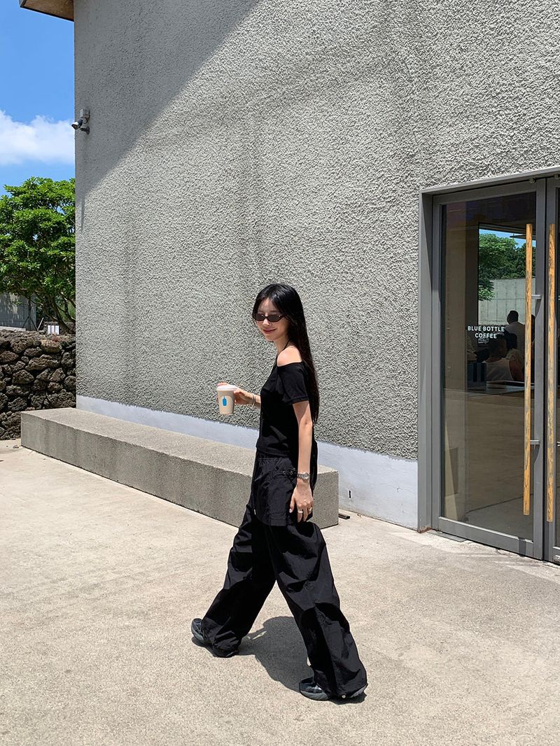 [MADE] Kaen Nylon Layered Skirt Banding Pants