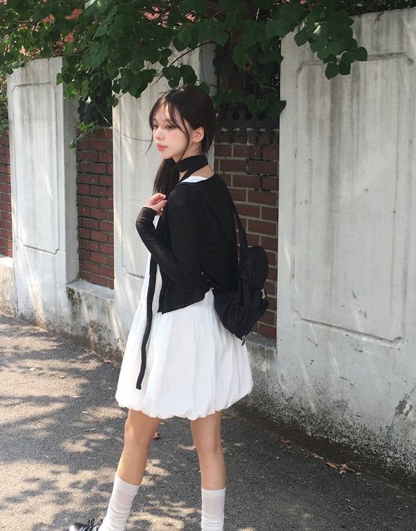 Russo See-Through Ribbed Button Cardigan