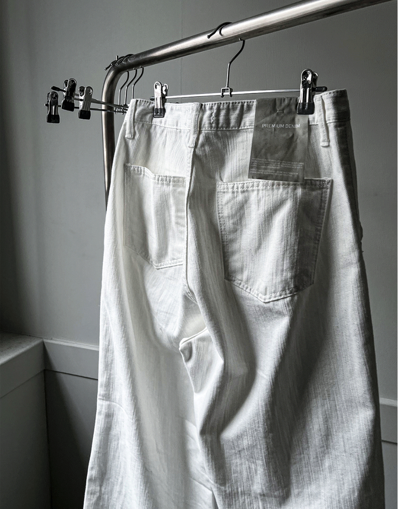 slob white wide denim pants