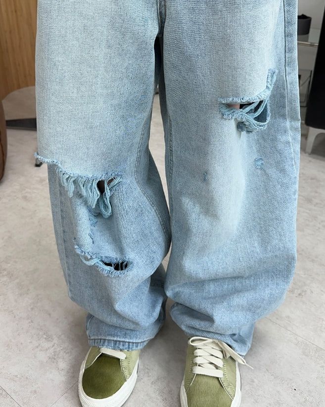 Decken Damaged Wide Denim Pants