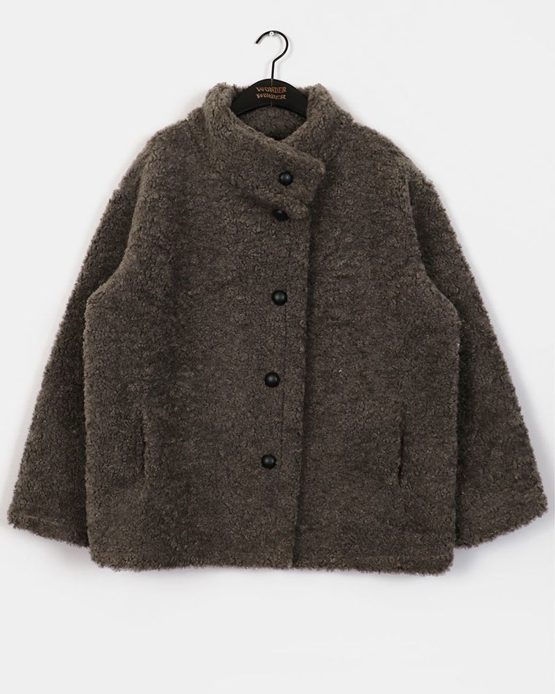 Hafe Wool Suede Button Half Coat Fur Jacket