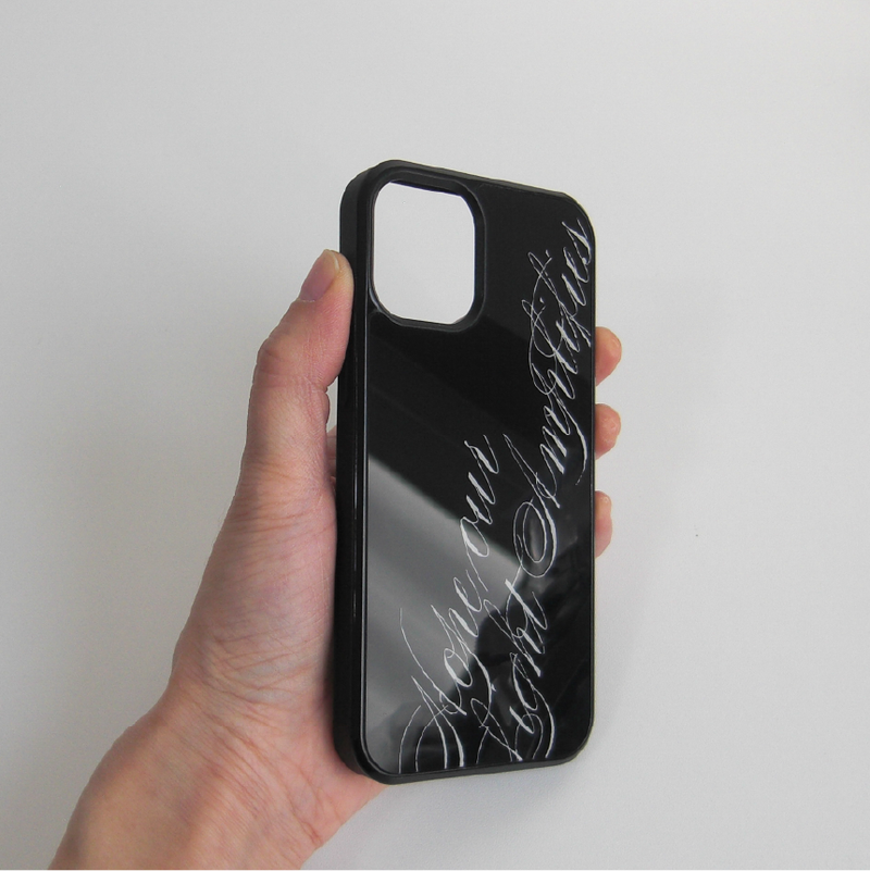 [MADE] slogan glass bumper case (black)